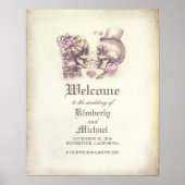 Poster Day of Dead Skull Couple Wedding Welcome Sign (Devant)