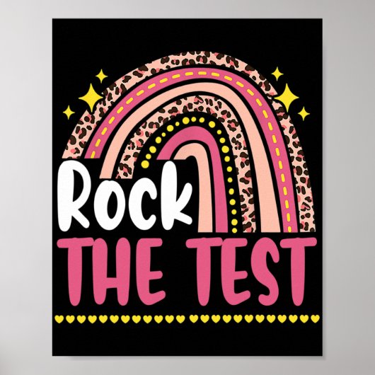 Poster Day Rock The Test Teacher Test Day Rainbow Leop (Devant)