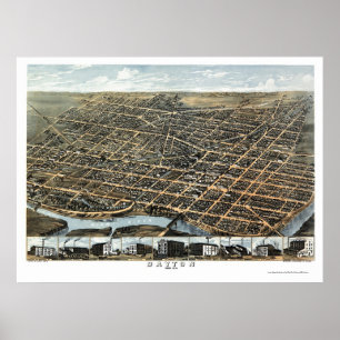 Poster Dayton, OH Panoramic Map - 1870