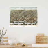 Poster Dayton Ohio 1870 Carte panoramique antique (Cuisine)