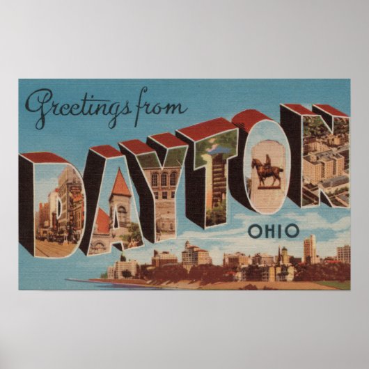 Poster Dayton, OhioGrandes lettres ScènesDayton, OH (Devant)