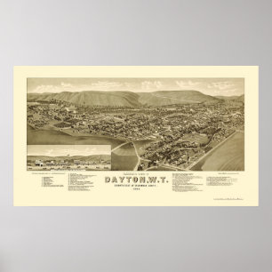 Poster Dayton, WA Carte panoramique - 1884