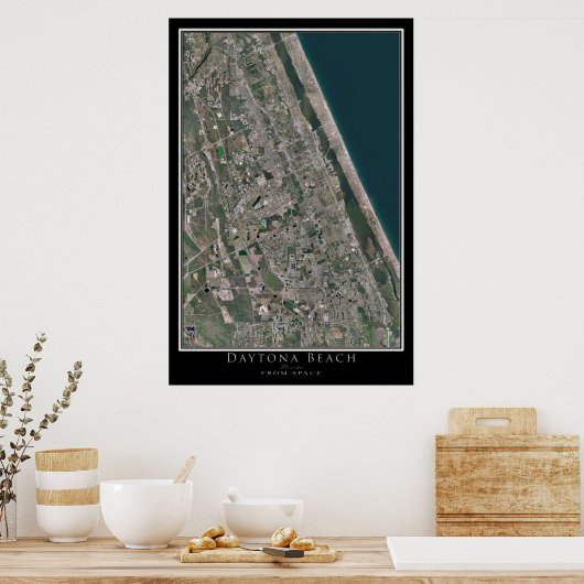 Poster Daytona Beach Floride De l'espace Carte Satellite (Cuisine)