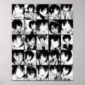 Poster Dazai osamu collage manga noir et blanc version (Devant)