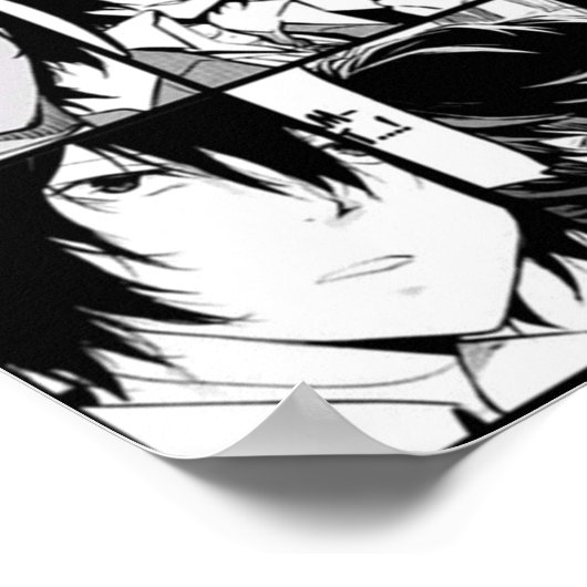 Poster Dazai osamu collage manga noir et blanc version (Coin)