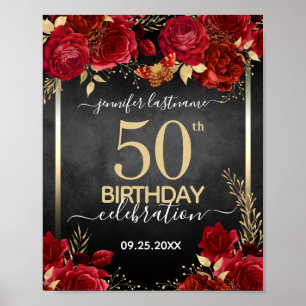 Poster de 50e anniversaire des roses rouges
