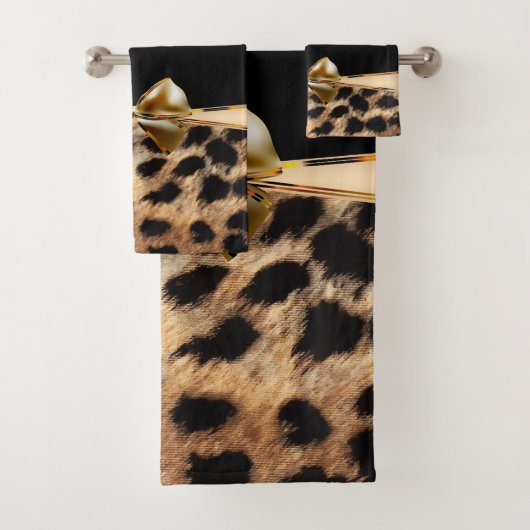 Poster de animal Cheetah Leopard Black & Gold Bow (En situation)