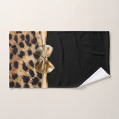 Poster de animal Cheetah Leopard Black & Gold Bow (Serviette à main)