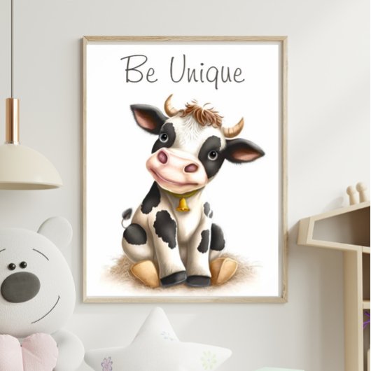 Poster de animal de vache bébé mignon