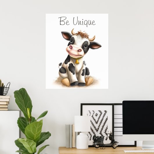 Poster de animal de vache bébé mignon (Bureau à domicile)