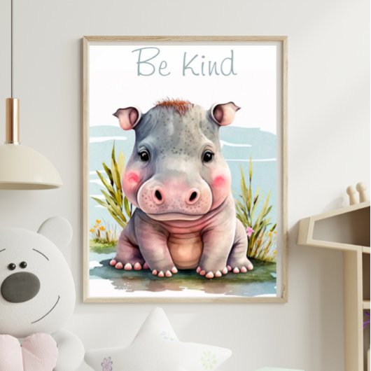 Poster de animal Hippo bébé mignon