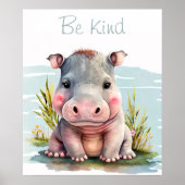 Poster de animal Hippo bébé mignon (Devant)