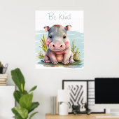 Poster de animal Hippo bébé mignon (Bureau à domicile)
