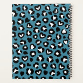 Poster de animal, Léopard Bleu, Coeurs, Votre Nom (Dos)