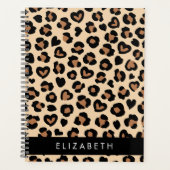 Poster de animal, Léopard Brown, Coeurs, Votre Nom (Devant)