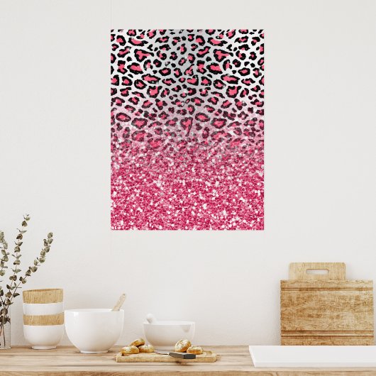 poster de animal leopard rose fleur à la mode (Cuisine)