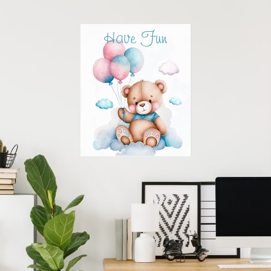 Poster de animal mignon Ours Teddy (Bureau à domicile)
