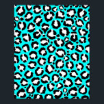 Poster de animal moderne Cyan Blue Leopard<br><div class="desc">Un motif poster de animal léopard dessiné à la main noir et blanc, d'art, moderne, tendance et girly, sur un arrière - plan bleu cyan. ***REMARQUE IMPORTANTE DE CONCEPTION : Pour toute demande de conception personnalisée, comme les demandes de produit assorties, les changements de couleur, les changements de placement ou...</div>