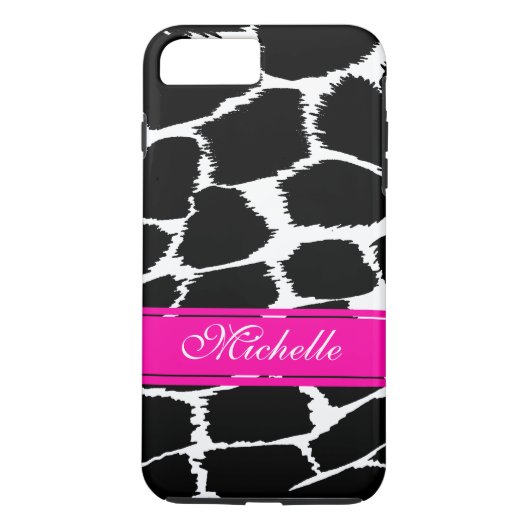 Poster de animal noir, blanc & rose coque iphone d (Dos)