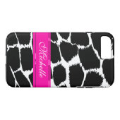 Poster de animal noir, blanc & rose coque iphone d (Dos (Horizontal))