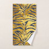 Poster de animal, rayures de tigre en or, bleu, bl (Serviette à main)