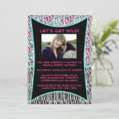 Poster de animal rose et bleu sucré 16 Invitation (Debout devant)