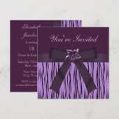 Poster de animal violet funky et Invitations Flowe (Devant / Derrière)