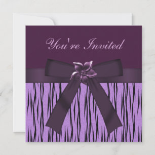 Poster de animal violet funky et Invitations Flowe