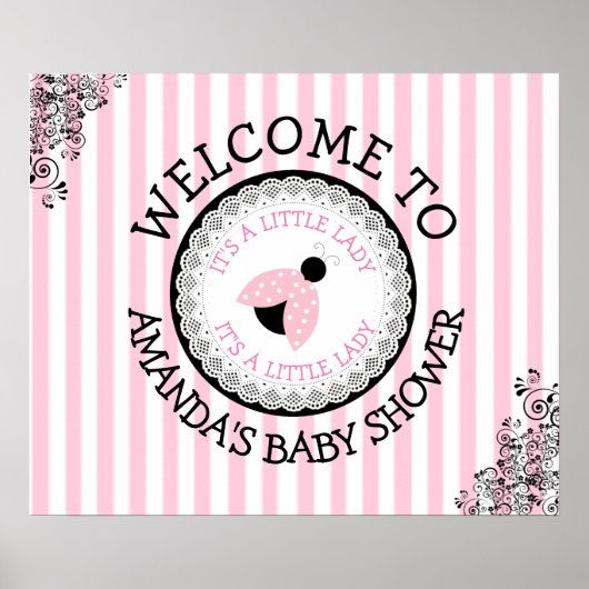 Poster de Baby shower de coccinelle rose personnal (Devant)