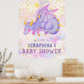 Poster de Baby shower de dragon mou violet (Cuisine)