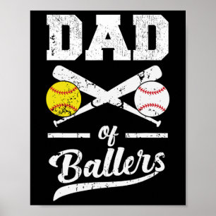 Poster De Ballon Papa De Baseball Et Joueur De Softball P