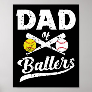 Poster De Ballon Papa De Baseball Et Joueur De Softball P