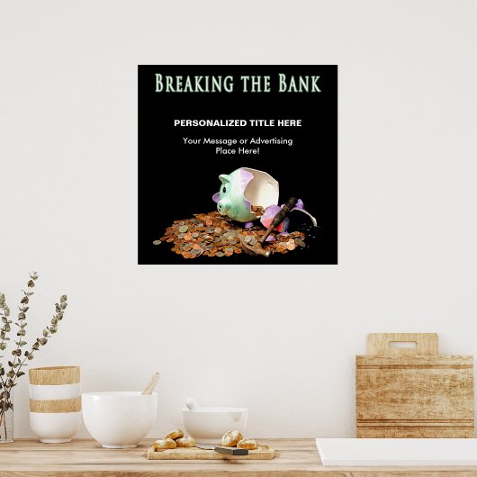 POSTER - DE BANK - PIGGY BANK BROKEN (Keuken)