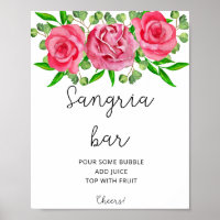 Poster de bar à sangria florale aquarelle