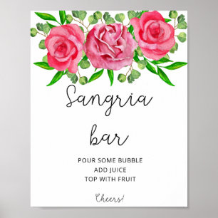 Poster de bar à sangria florale aquarelle