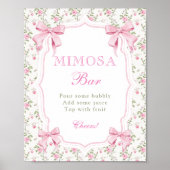 Poster de bar Coquette Elegant Rose Bow Mimosa (Devant)