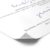 Poster de bar Mariage à la signature violet et bla (Coin)