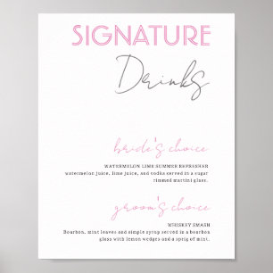 Poster de bar Mariage à la signature violet et bla