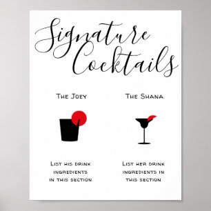 Poster de bar Mariage de boissons signature