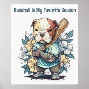 Poster de baseball de mignonne chiot