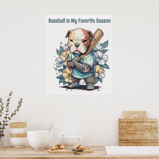 Poster de baseball de mignonne chiot (Cuisine)