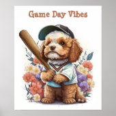 Poster de baseball de mignonne chiot (Devant)