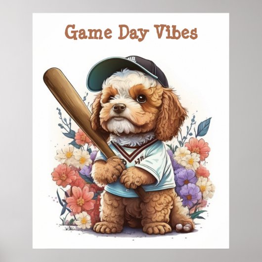 Poster de baseball de mignonne chiot (Devant)