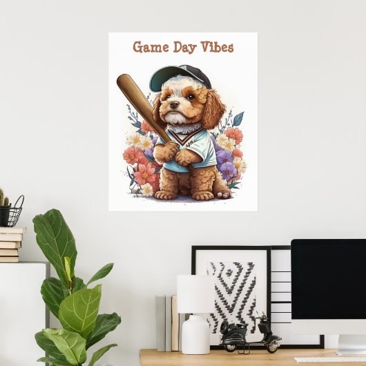 Poster de baseball de mignonne chiot (Bureau à domicile)