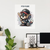 Poster de baseball de mignonne chiot (Bureau à domicile)
