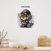 Poster de baseball de mignonne chiot (Cuisine)