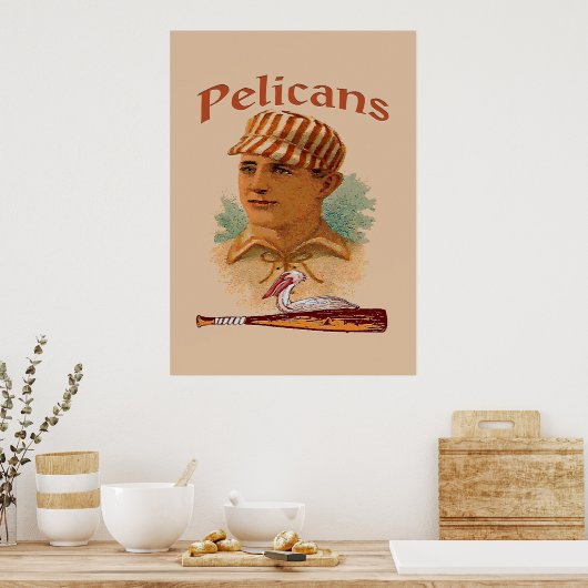 Poster de baseball des Pélicans (Cuisine)