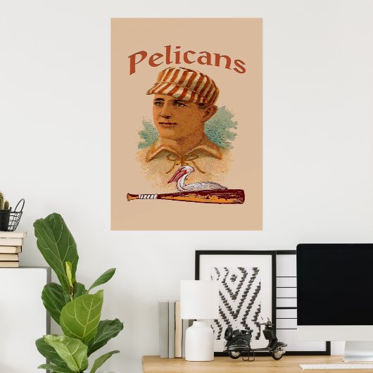 Poster de baseball des Pélicans (Bureau à domicile)