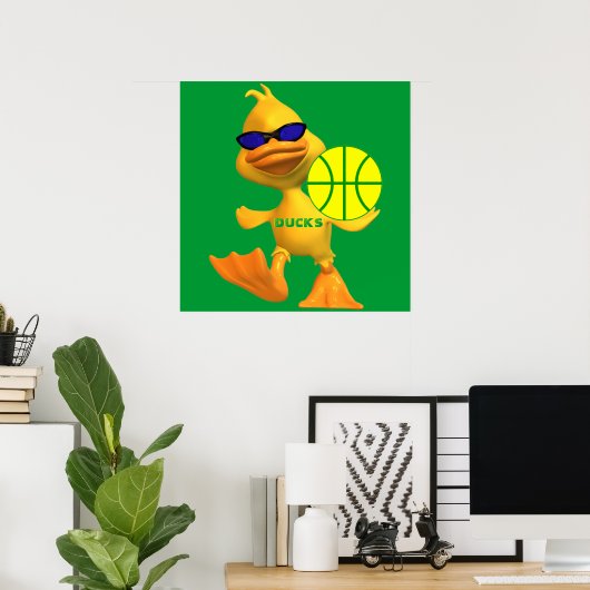 Poster de basket-ball des canards cool (Bureau à domicile)