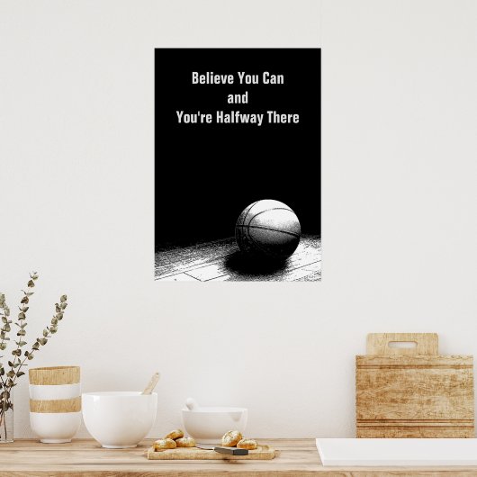 Poster de basket-ball en blanc noir (Cuisine)